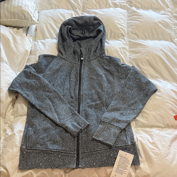 lululemon athletica Tops - Lululemon Black and White speckled scuba IV Jacket full zip hoodie NEW 12 NWT